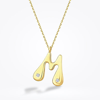 0.04 Karat Pırlanta M Harf Kolye - Baroni Diamond