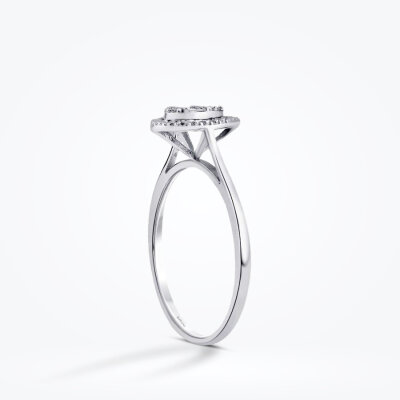 0.05 Karat Pırlanta Efektli Damla Baget Yüzük - Baroni Diamond (1)