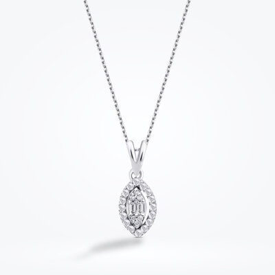 0.05 Karat Pırlanta Markiz Baget Kolye - Baroni Diamond