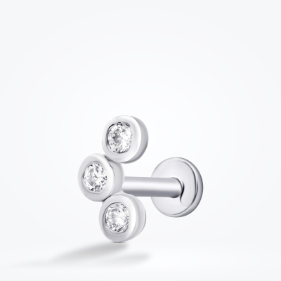0.05 Karat Pırlanta Üç Taşlı Tragus Piercing - Baroni Diamond (1)