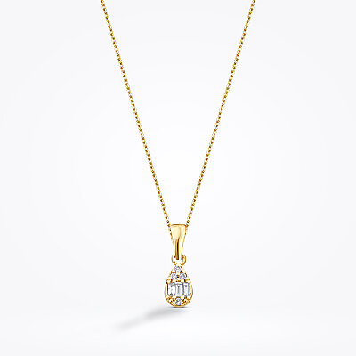 0.06 Karat Pırlanta Baget Damla Kolye - Baroni Diamond