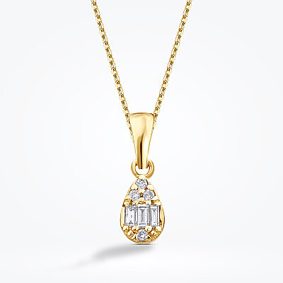 0.06 Karat Pırlanta Baget Damla Kolye - Baroni Diamond (1)