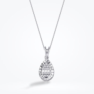0.06 Karat Pırlanta Baget Damla Kolye - Baroni Diamond (1)