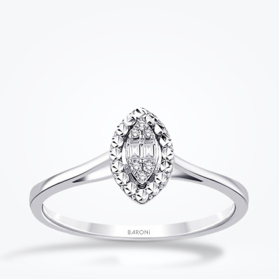 0.06 Karat Pırlanta Markiz Baget Yüzük - Baroni Diamond