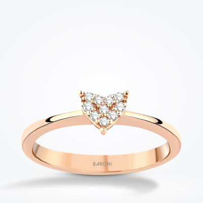 0.06 Karat Pırlanta Rose Kalp Yüzük - Baroni Diamond