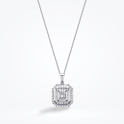 0.07 Karat Pırlanta Efektli Baget Kolye - Baroni Diamond (1)