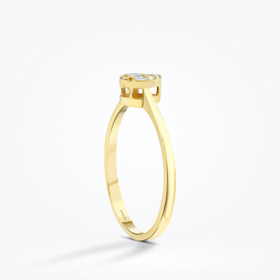 0.08 Karat Pırlanta Baget Damla Yüzük - Baroni Diamond (1)
