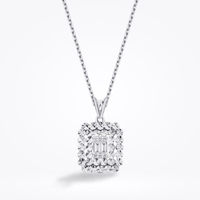 0.08 Karat Pırlanta Baget Kolye - Baroni Diamond