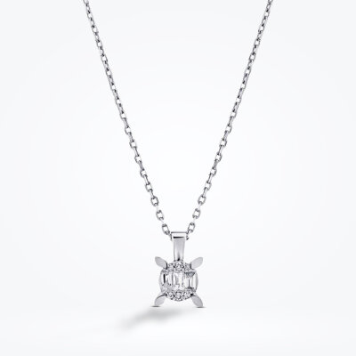 0.08 Karat Pırlanta Baget Tektaş Kolye - Baroni Diamond (1)