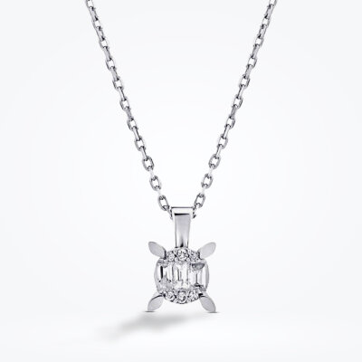 0.08 Karat Pırlanta Baget Tektaş Kolye - Baroni Diamond