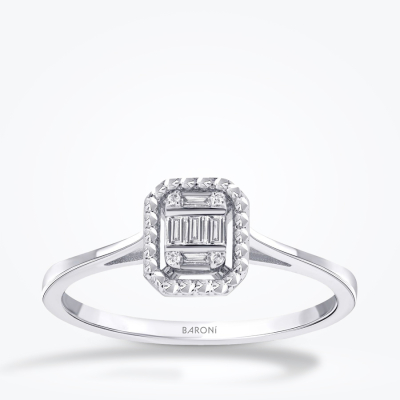 0.08 Karat Pırlanta Baget Yüzük - Baroni Diamond
