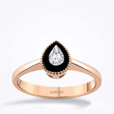 0.09 Karat Elmas Damla Yüzük - Baroni Diamond