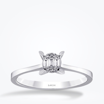 0.08 Karat Pırlanta Baget Tektaş Yüzük - Baroni Diamond