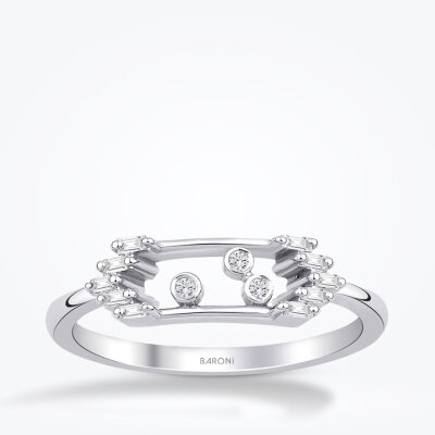 0.09 Karat Pırlanta Taşlı Baget Yüzük - Baroni Diamond