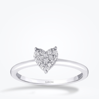 0.09 Karat Pırlanta Taşlı Kalp Yüzük - Baroni Diamond
