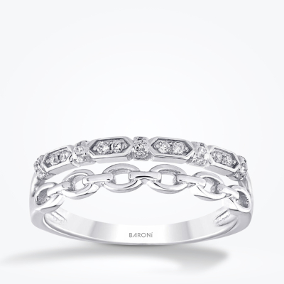 0.10 Karat Pırlanta İki Sıra Yarımtur Yüzük - Baroni Diamond