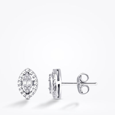 0.10 Karat Pırlanta Markiz Baget Küpe - Baroni Diamond