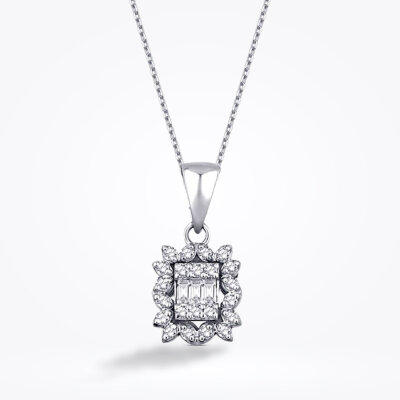 0.10 Karat Pırlanta Baget Kolye - Baroni Diamond