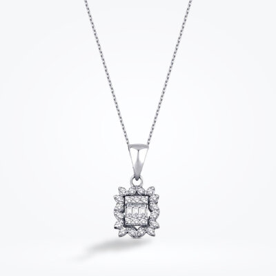 0.10 Karat Pırlanta Baget Kolye - Baroni Diamond (1)