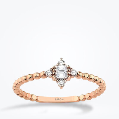 0.12 Karat Pırlanta Baget Rose Yüzük - Baroni Diamond