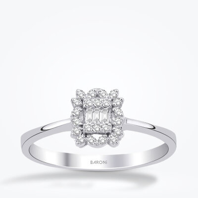 0.13 Karat Pırlanta Baget Yüzük - Baroni Diamond