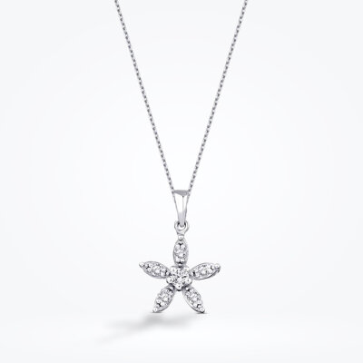 0.13 Karat Pırlanta Çiçek Kolye - Baroni Diamond (1)