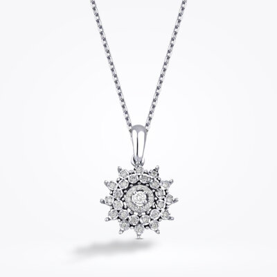 0.13 Karat Pırlanta Taşlı Çiçek Kolye - Baroni Diamond