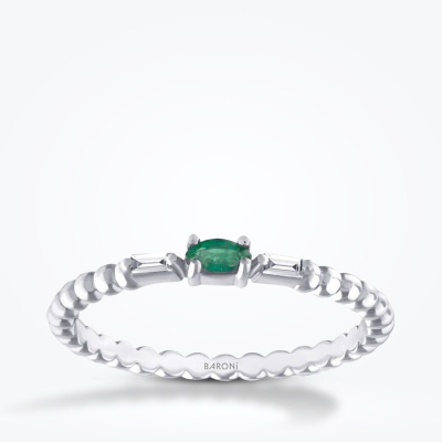 0.13 Karat Pırlanta Zümrüt Yüzük - Baroni Diamond