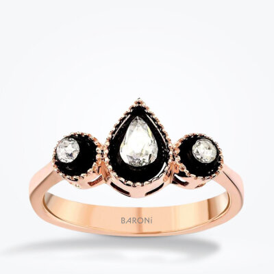 0.14 Karat Elmas Damla Tria Yüzük - Baroni Diamond