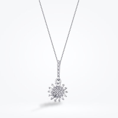 0.14 Karat Pırlanta Baget Çiçek Kolye - Baroni Diamond (1)