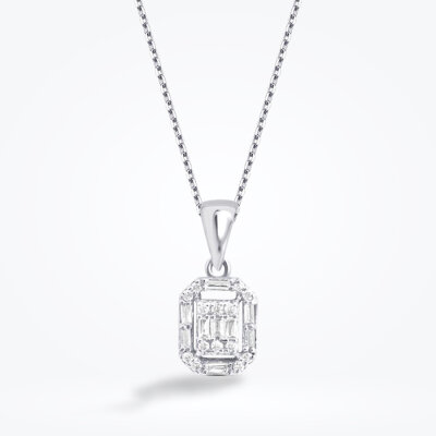 0.14 Karat Pırlanta Baget Kolye - Baroni Diamond