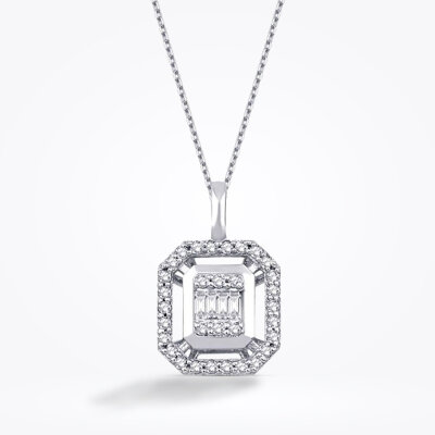 0.14 Karat Pırlanta Baget Kolye - Baroni Diamond
