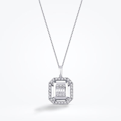 0.14 Karat Pırlanta Baget Kolye - Baroni Diamond (1)