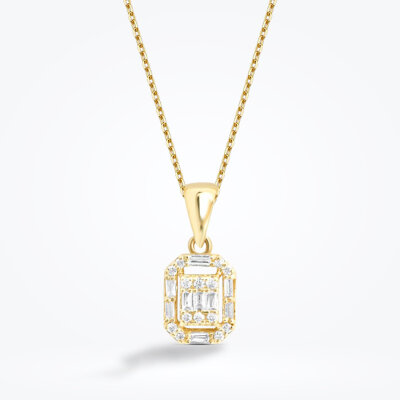 0.14 Karat Pırlanta Baget Kolye - Baroni Diamond