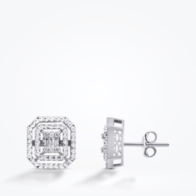 0.14 Karat Pırlanta Baget Küpe - Baroni Diamond