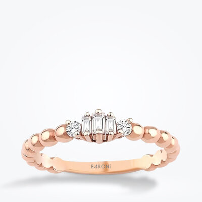 0.15 Karat Pırlanta Baget Rose Yüzük - Baroni Diamond