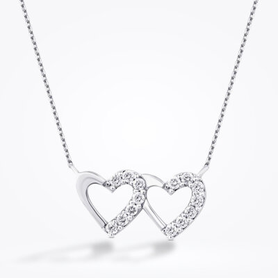 0.15 Karat Pırlanta Çift Kalp Kolye - Baroni Diamond