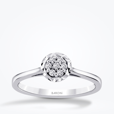0.15 Karat Pırlanta Efektli Yuvarlak Yüzük - Baroni Diamond