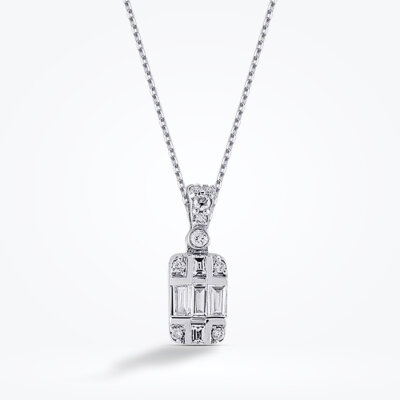 0.16 Karat Pırlanta Baget Kolye - Baroni Diamond