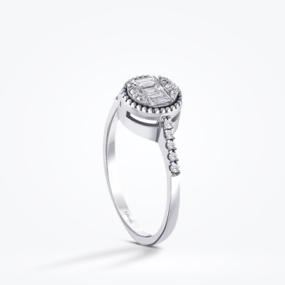 0.16 Karat Pırlanta Taşlı Yuvarlak Baget Yüzük - Baroni Diamond (1)