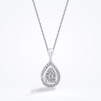 0.17 Karat Pırlanta Baget Kolye - Baroni Diamond