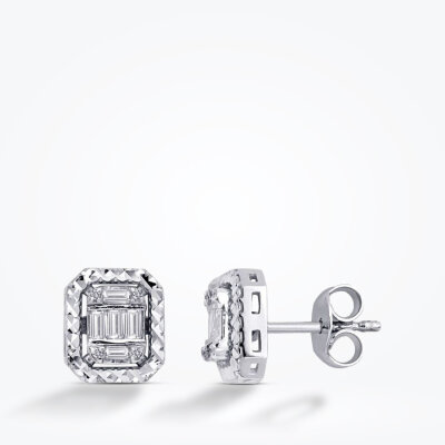 0.17 Karat Pırlanta Baget Küpe - Baroni Diamond