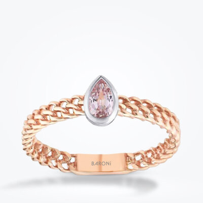 0.18 Karat Morganit Damla Yüzük - Baroni Diamond