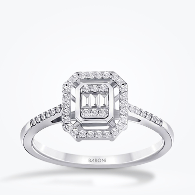 0.18 Karat Pırlanta Baget Yüzük - Baroni Diamond