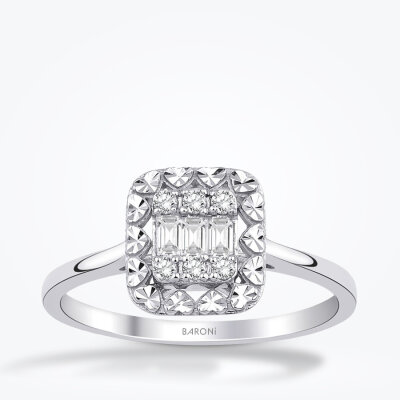 0.18 Karat Pırlanta Baget Yüzük - Baroni Diamond