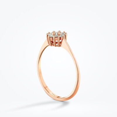 0.19 Karat Pırlanta Baget Çiçek Rose Yüzük - Baroni Diamond (1)