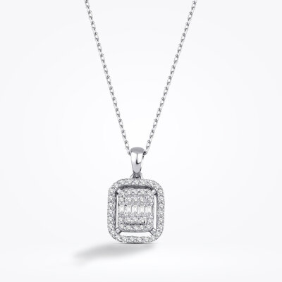 0.16 Karat Pırlanta Baget Kolye - Baroni Diamond