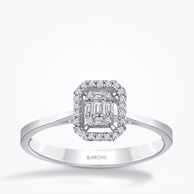 0.19 Karat Pırlanta Baget Yüzük - Baroni Diamond