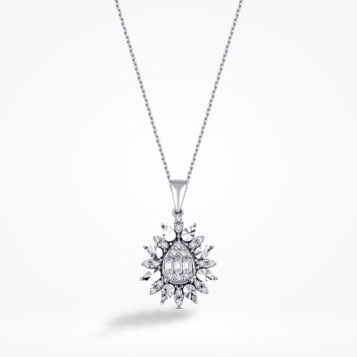 0.19 Karat Pırlanta Damla Baget Kolye - Baroni Diamond (1)