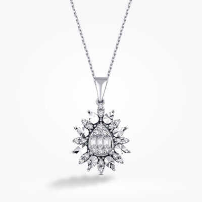 0.19 Karat Pırlanta Damla Baget Kolye - Baroni Diamond